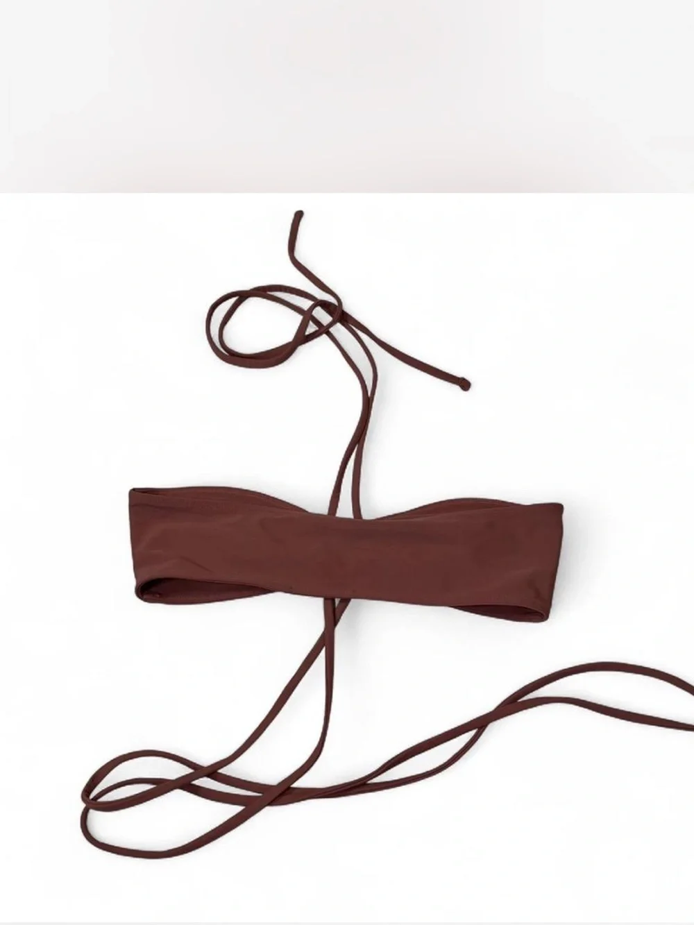 Jonny Cota Bandeau Bikini Top Women’s Medium Rust Wrap Tie Split Buckle Swim Top
